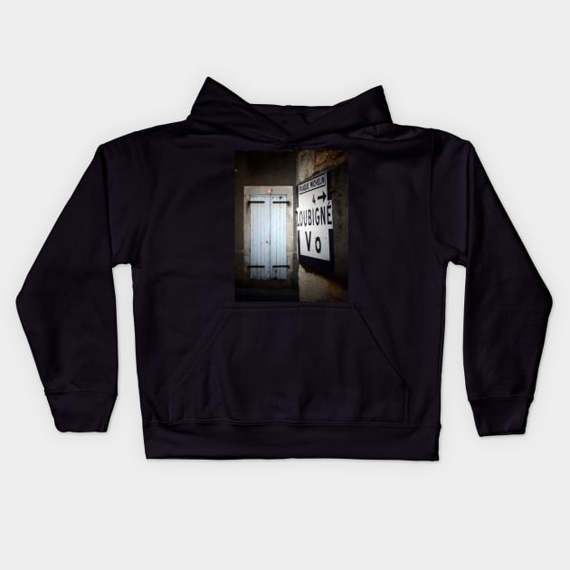 Loubille, Street Signs at Dusk Kids Hoodie by JonDelorme